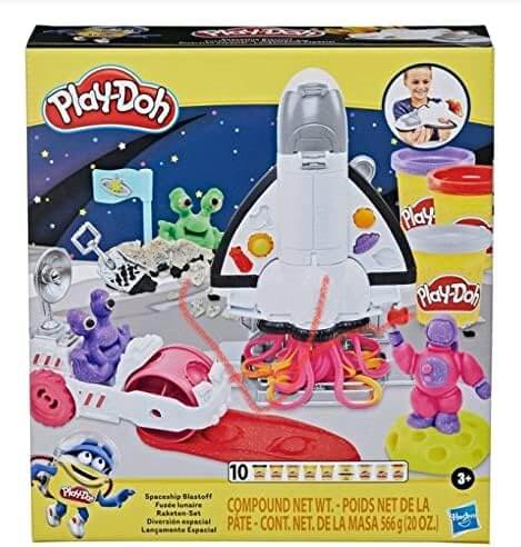 Play Doh Spaceship Blastoff Playset – Incluye 10 colores y 13 artilugios – Divertido juego con temática espaciada