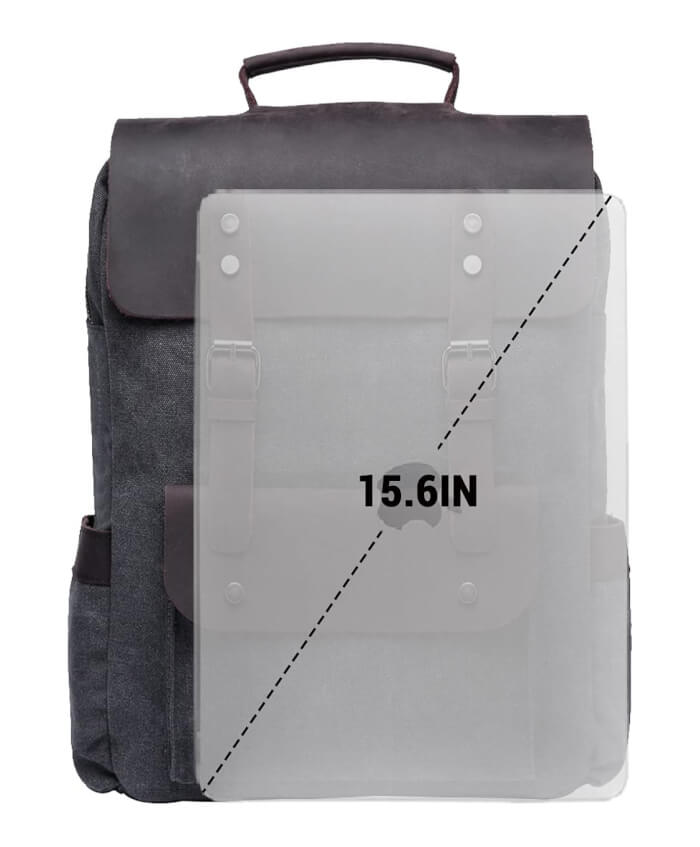 Mochila clásica de lona y cuero para Campus, libros, recreación al aire, acepta computadora portátil de 15