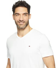 Tommy Hilfiger Camiseta con cuello en V de bandera para hombre