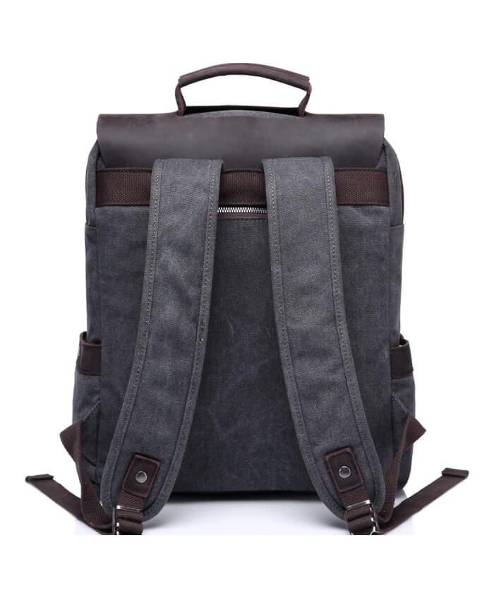 Mochila clásica de lona y cuero para Campus, libros, recreación al aire, acepta computadora portátil de 15