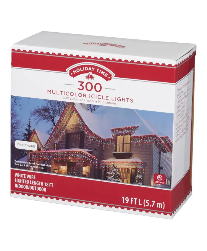 Holiday Time 300-Count Multicolor Icicle Christmas Lights