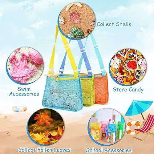 Bolso de Playa Juguete Malla Playa Bolso de Colección Carcasa Playa Arena Juguete Caracol B