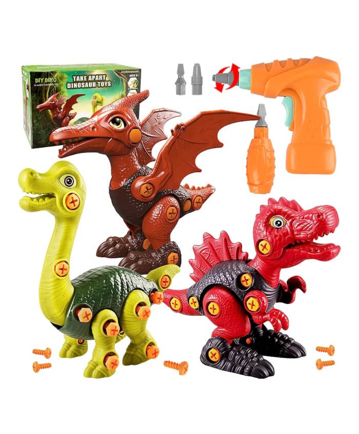 Juguetes de dinosaurio desmontables para niños, construcción de construcción de dinosaurios, juguetes con taladro eléctrico