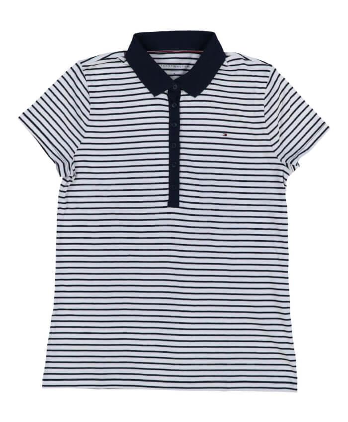 Camisa polo para mujer Tommy Hilfiger manga corta cuello ligero a rayas